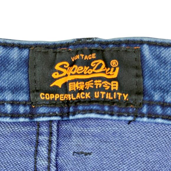 Superdry Copper Black Utility Denim Classic Medium Blue Straight Leg Jeans 42x31 - Picture 6 of 9